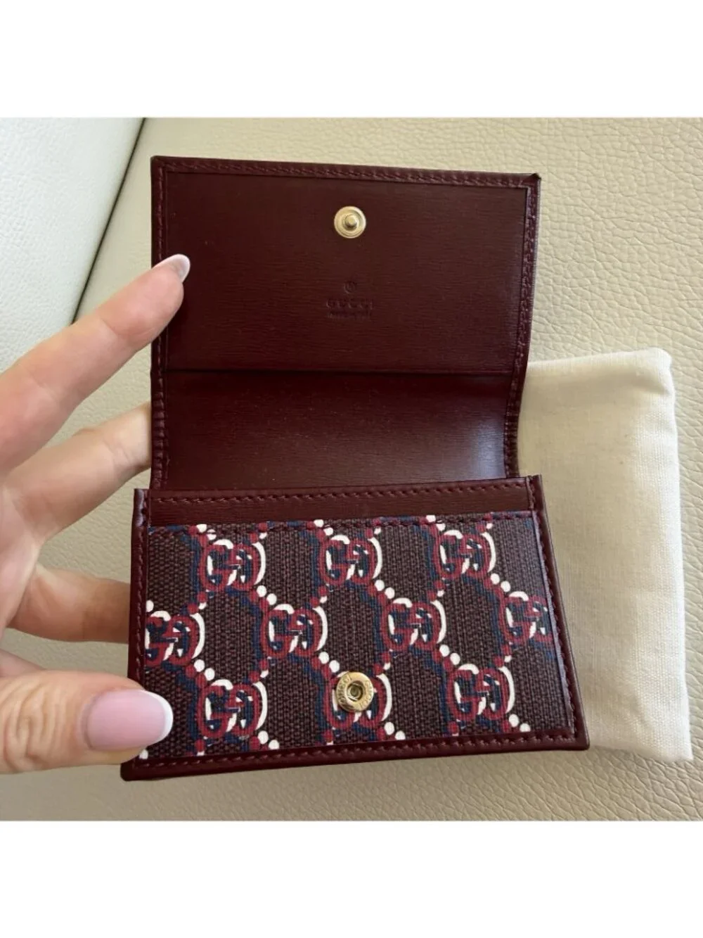 NEW Gucci Card Case Wallet GG Shadow Print Dark Red 795044 FADM0 6242 - Picture 8 of 8